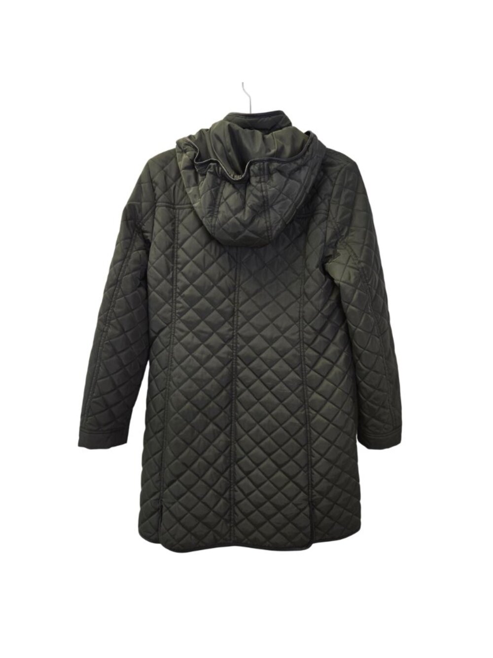 Lauren Ralph Lauren Black Label Quilted Vegan Leather Trim Hooded Coat Size Smal - Picture 2 of 10